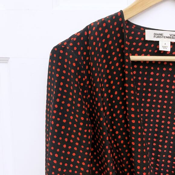 Diane von Furstenberg Dot Print Silk Drape Front Blouse (READY) - Picture 12 of 12